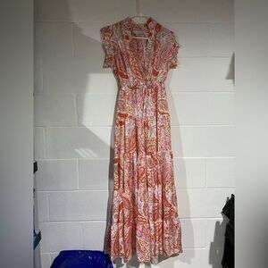 Pinch Pink and Orange Paisley Maxi Dress